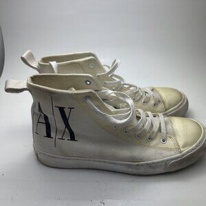 Armani Exchange (AX) Icon Logo High Top Canvas Sneakers Men Size 9 White READ
